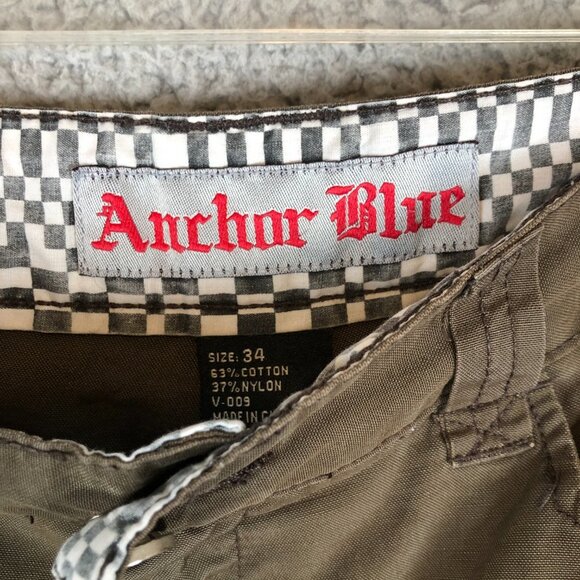 VTG y2k Anchor Blue Cargo Shorts Mens SIze 34 Emboridered Baggy Skate Wideleg - Picture 3 of 8